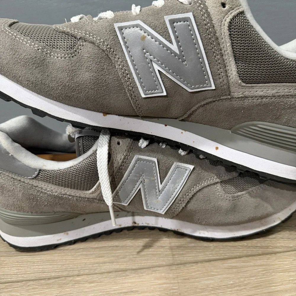 New Balance 574 Grey White Suede Sneakers ML574EVG Men’s Size 12 D